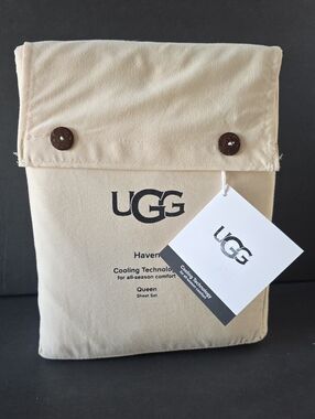 UGG Haven QUEEN Sheet Set Cooling Technology Wicking Sheet Set Light Sand New!